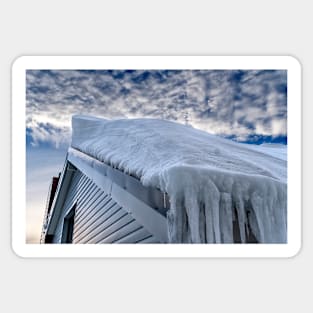 Snow covered roof at Mt Hotham Sticker